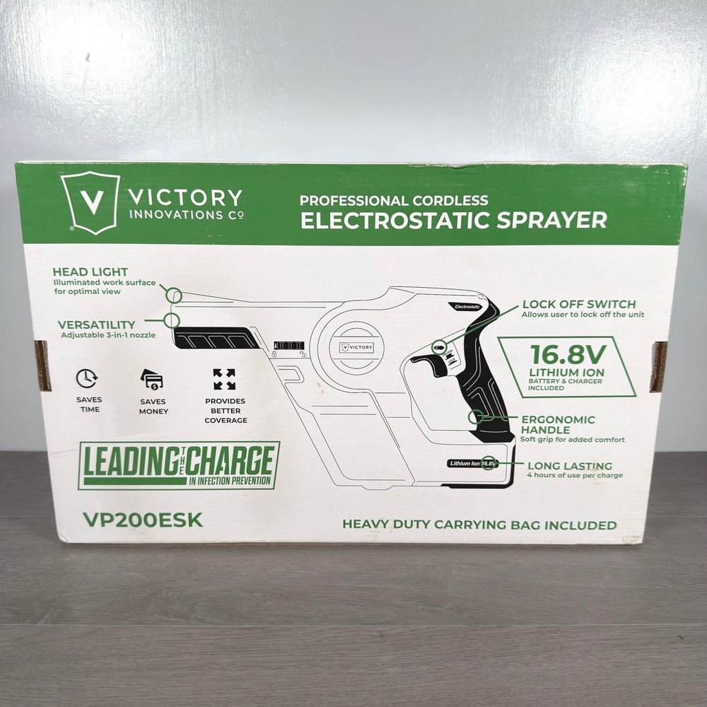 Victory Innovations VP200ESK Cordless Electrostatic Sprayer 16.8V White Green